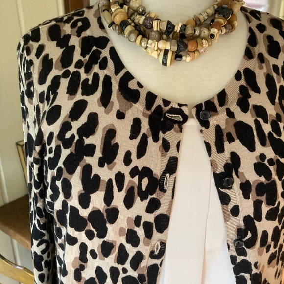 Halogen Animal Print Cardigan Medium - Picture 2 of 8